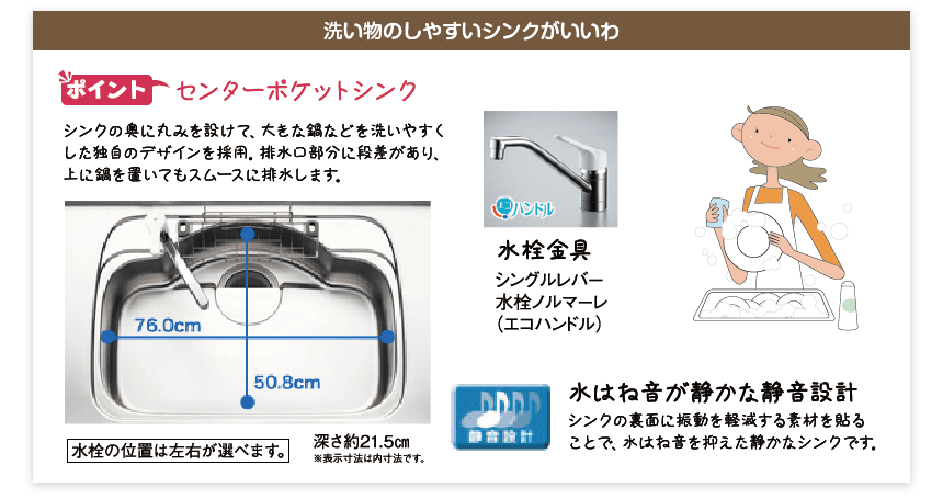 洗い物のしやすいシンクがいいわ